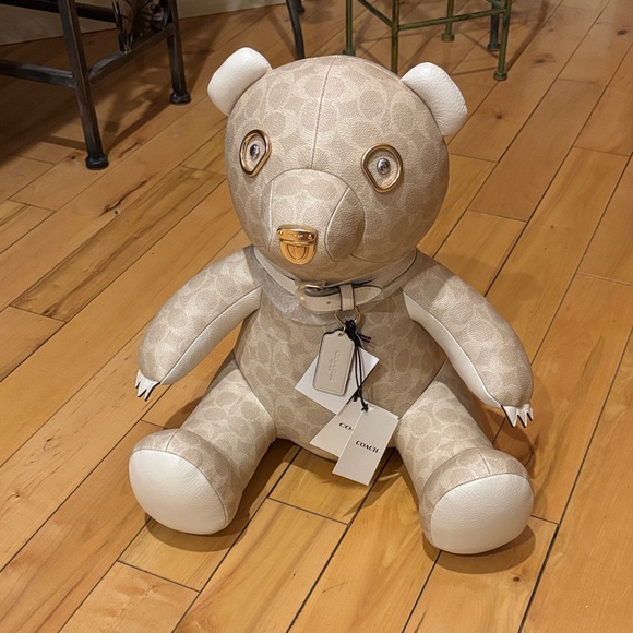 Coach Beige and White Decorative Teddy Bear